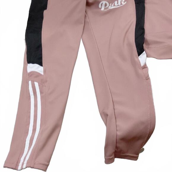 PINK Victoria's Secret Mauve Pink & Black Track Jogger Set, Zipper doesnt work.. - Picture 3 of 12